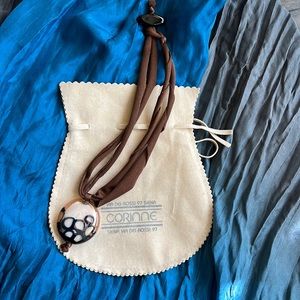 Murano glass necklace with fabric cord